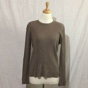Jeanne Pierre Taupe 100% Cotton Sweater